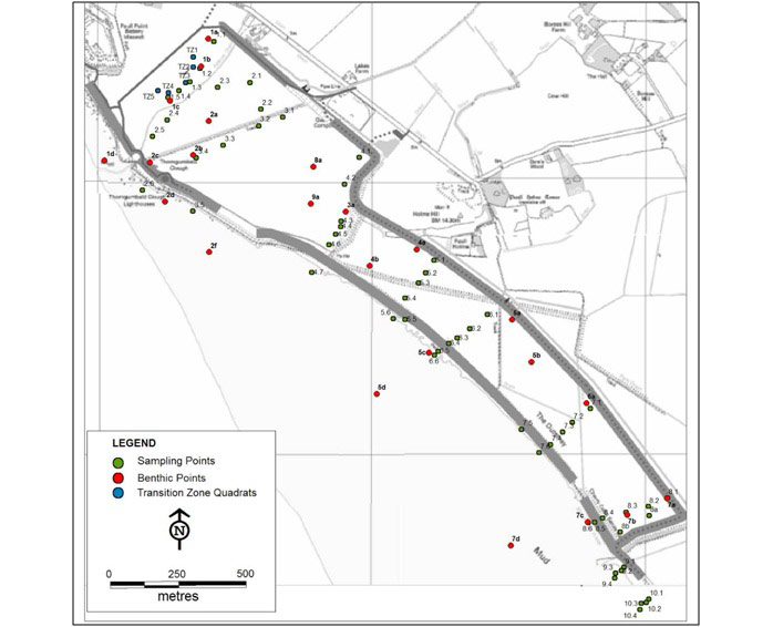 Figure 9: Sampling locations (benthic invertebrates, accretion and vegetation)