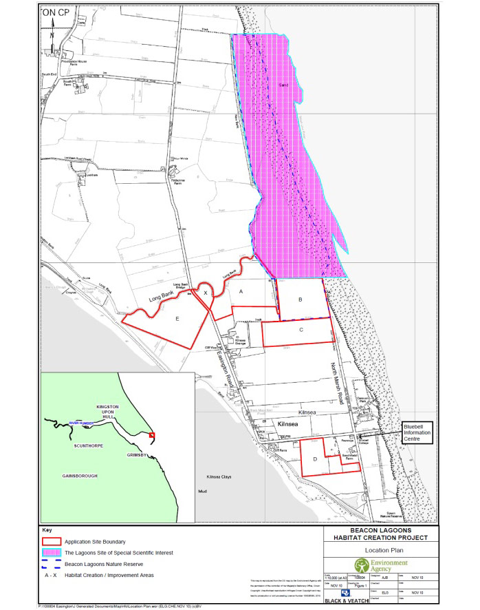 Figure 5: Displays the areas A to E in which the works are occurring in relation to the Kilnsea