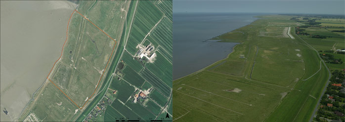 Figure 2: Aerial photographs of project area (source: WSA Bremerhaven, http://www.wsa-bremerhaven.de/weserausbauten/14m_Ausbau/kompensation/cappel_sueder_neufeld/index.html)
