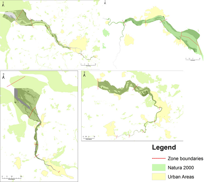 Figure 8: Natura 2000 areas along the TIDE estuaries (CUTTS &HEMINGWAY 2012) 